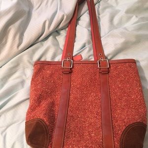 Coach pink/red wool tote
